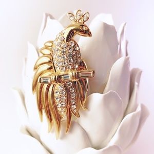Vintage Money Peacock Brooch
